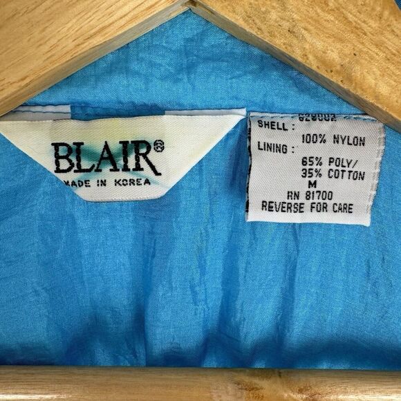 Vintage Blair 90s Windbreaker Jacket M Blue Orange Neon Full Zip Gorpcore 80s - Picture 7 of 12